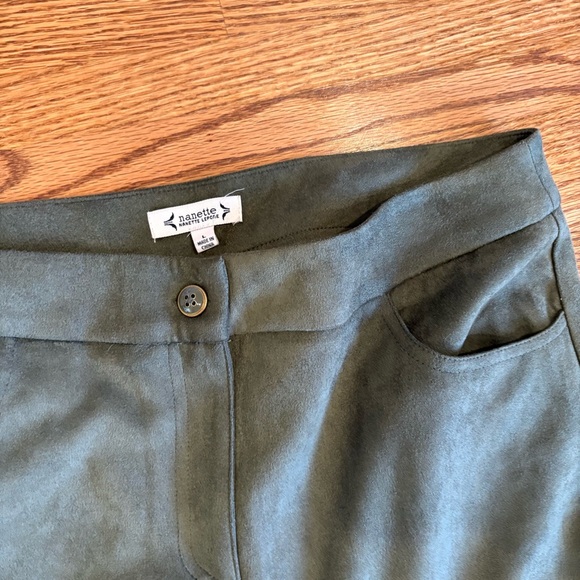 Nanette Lepore Kick‎ Crop Suede Pants 90s Olive preppy Large - Picture 2 of 6